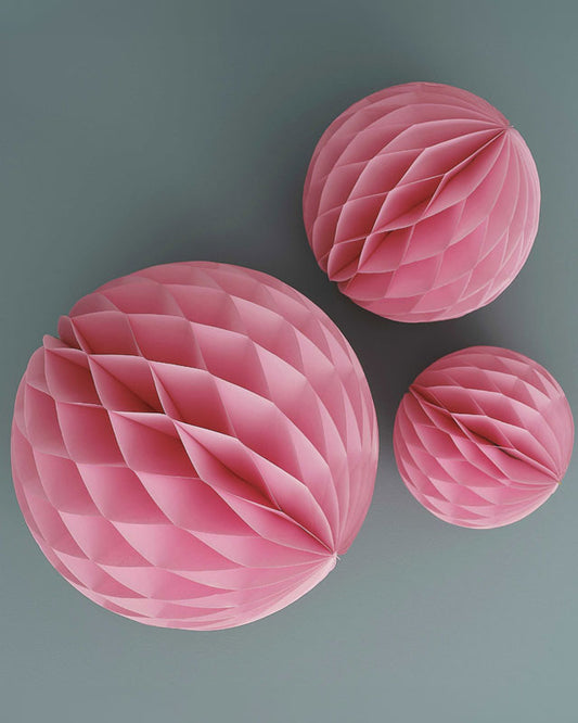 Light Pink Paper Honeycomb Hanging Decorations (3pk)