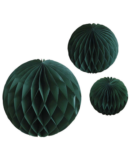 Green Paper Honeycomb Hanging Decorations (3pk)