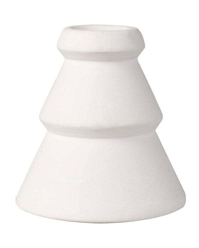 White Ceramic Tree Shaped Candle Holders (2pk)