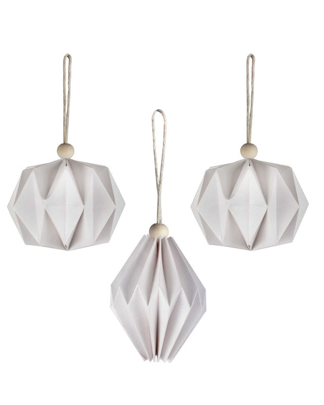 Paper Shaped Tree Decorations With Bead (3pk)