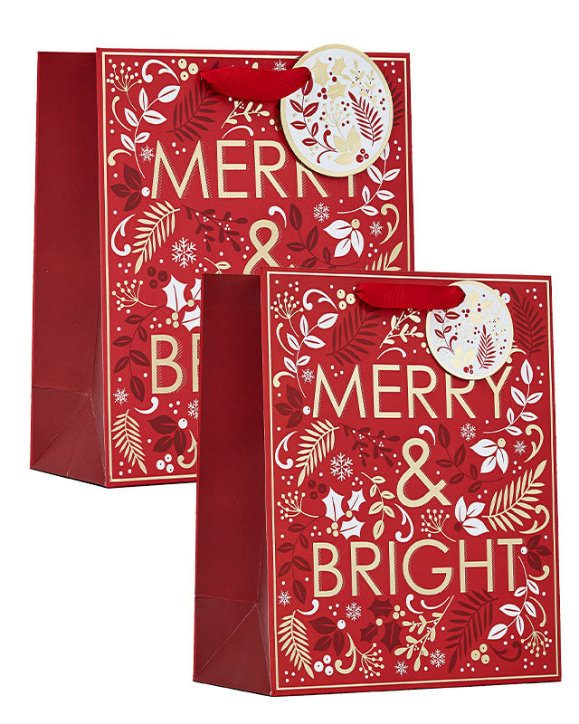 Merry & Bright Mixed Gift Bags (2pk)