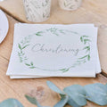 White & Green Botanical Christening Paper Napkins - 33cm (16pk) – product image 1