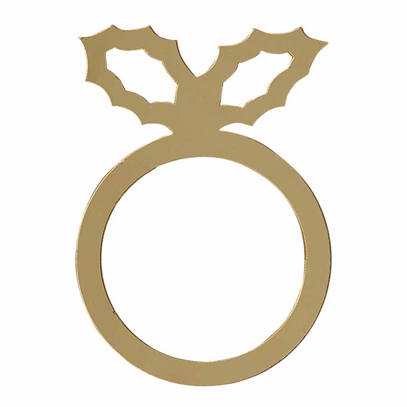 Gold Acrylic Holly Napkin Rings (6pk) – product image 2