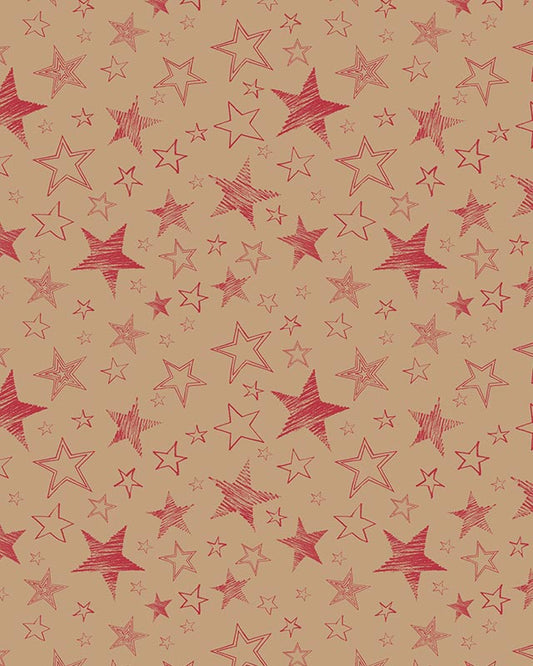 Red Stars Christmas Gift Wrap - 4m