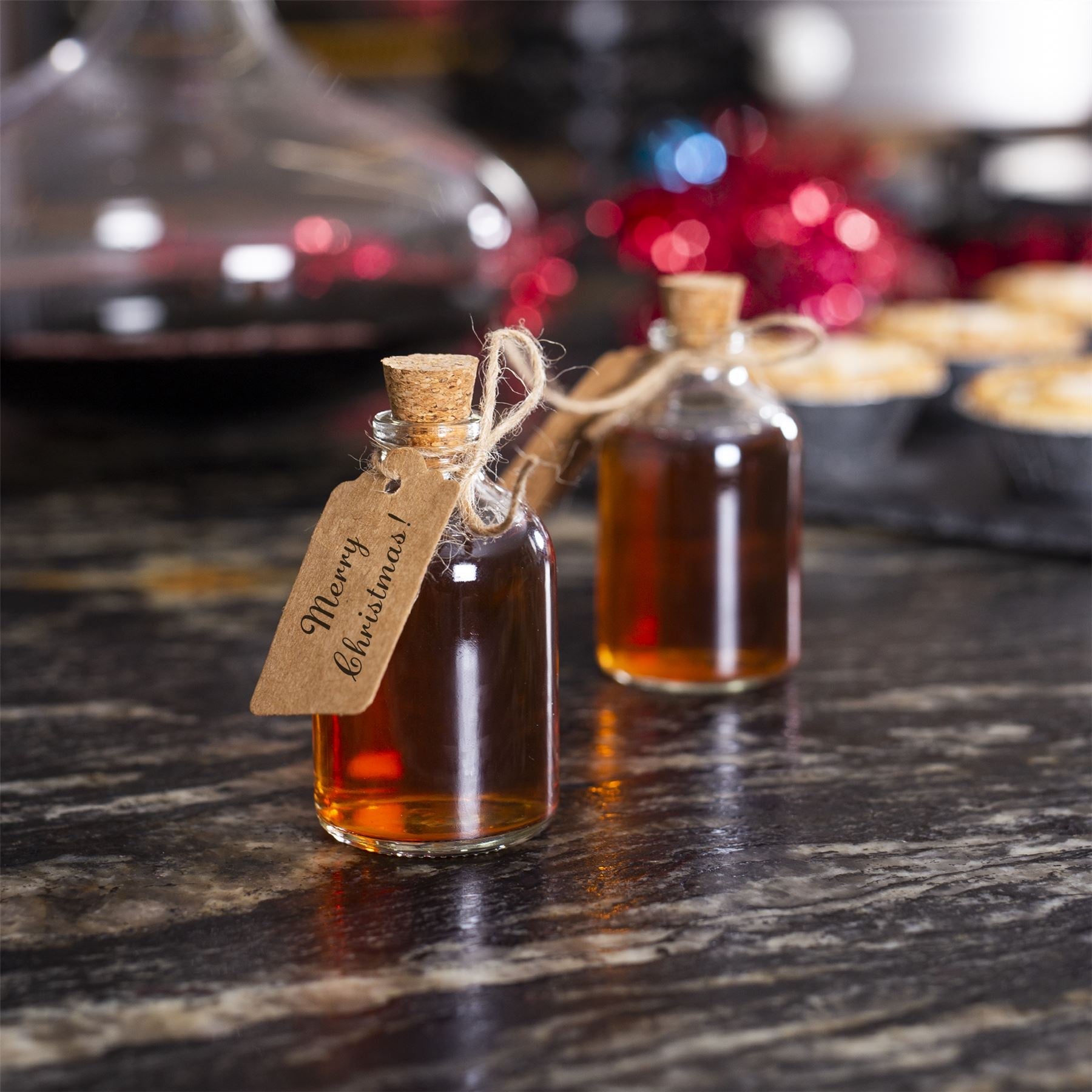 Mini 50ml Glass Bottles with Decorative Labels - Set of 12  | M&W	