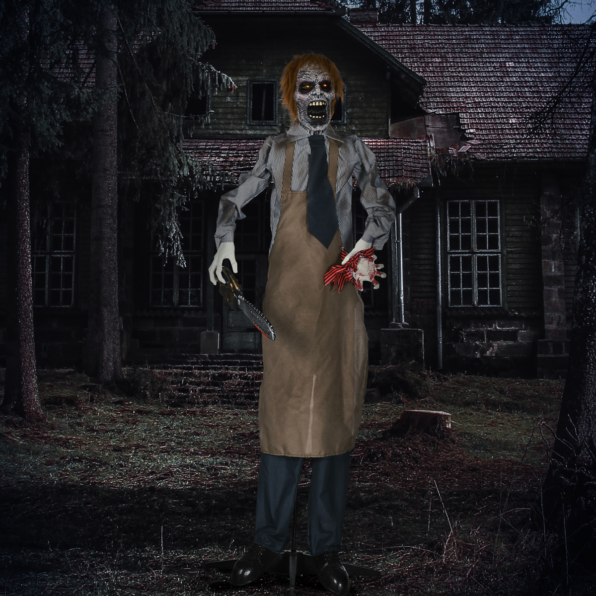 HOMCOM Life Size Outdoor Halloween Decoration Animatronic Chainsaw – product image 2