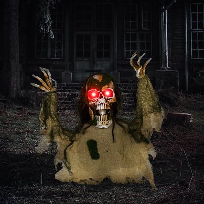 Outsunny Voice Activated Halloween Animatronics Skeleton, Battery Operated