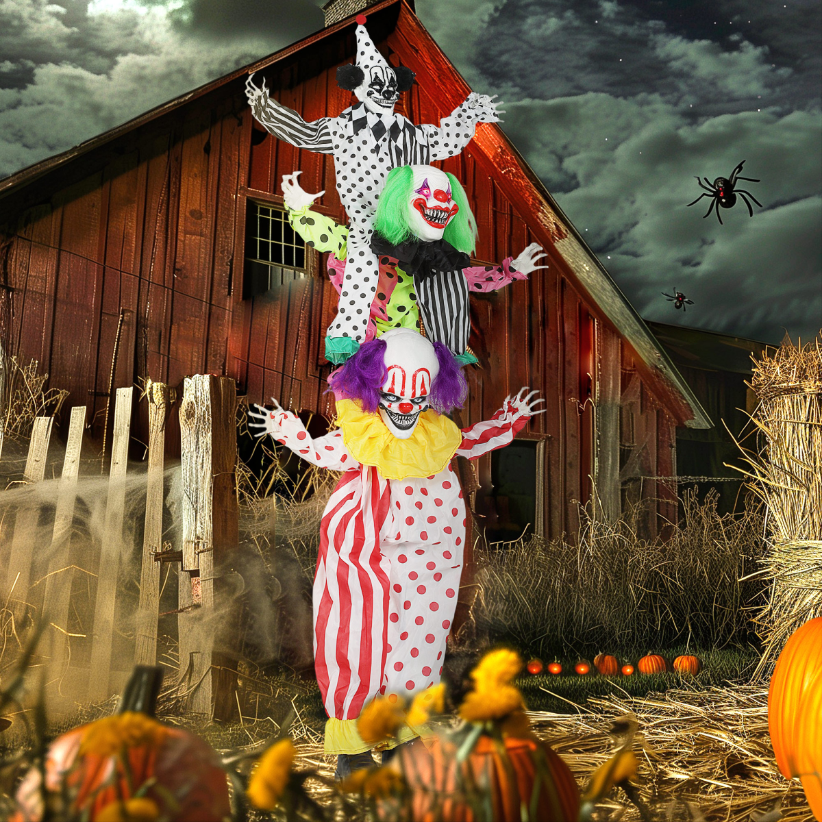 Outsunny Sound Activated Stackable Halloween Animatronics Clowns – product image 2
