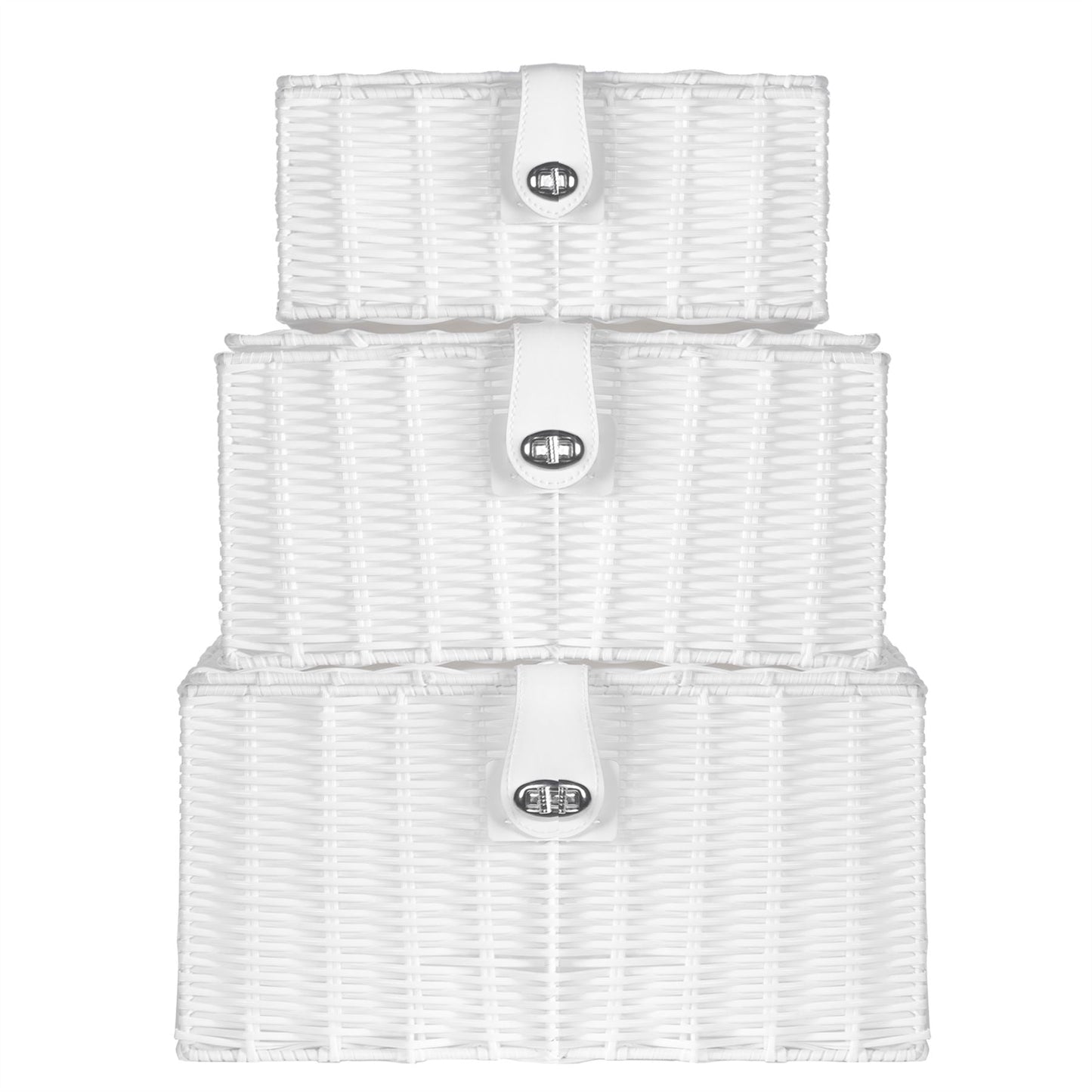 Resin Woven Storage Baskets - Set of 3 White | M&W	
