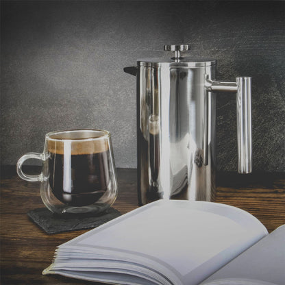 French Press Cafetiere Steel Coffee Maker 1000ml | M&W	