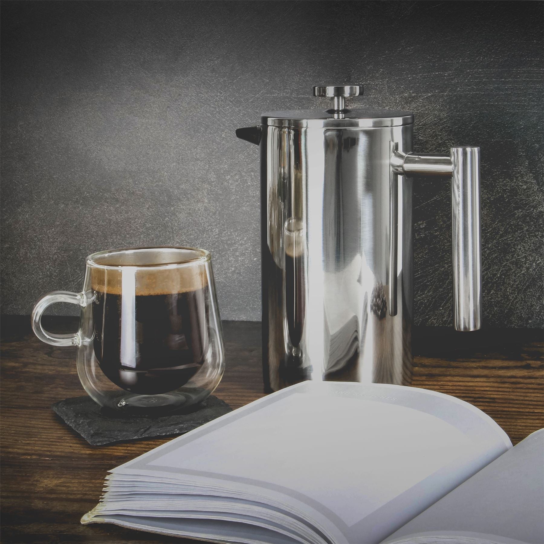 French Press Cafetiere Steel Coffee Maker 1500ml | M&W	