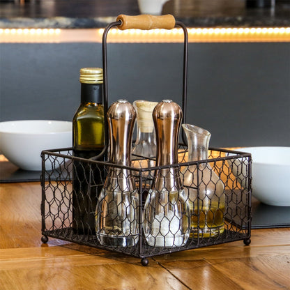 4 Bottle Holder with Wooden Handle | M&W	