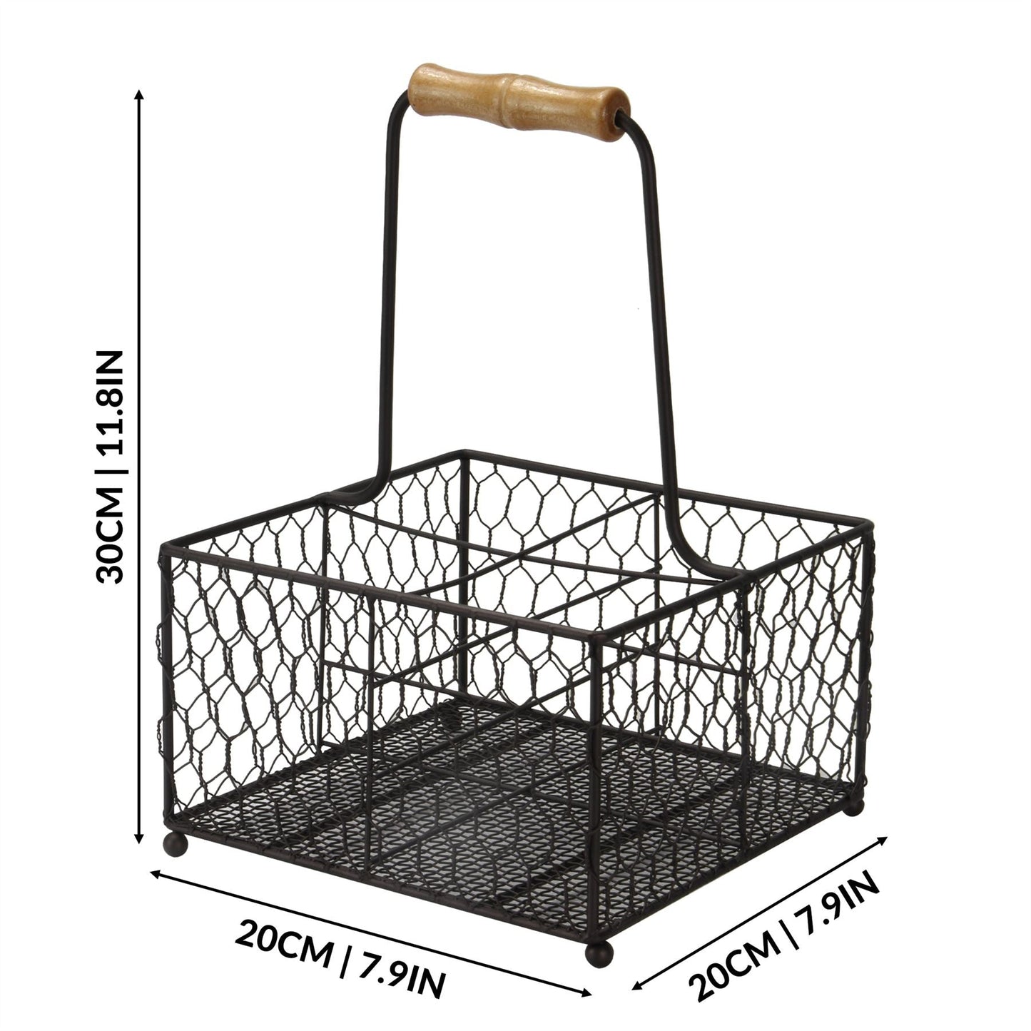 4 Bottle Holder with Wooden Handle | M&W	