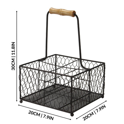 4 Bottle Holder with Wooden Handle | M&W	
