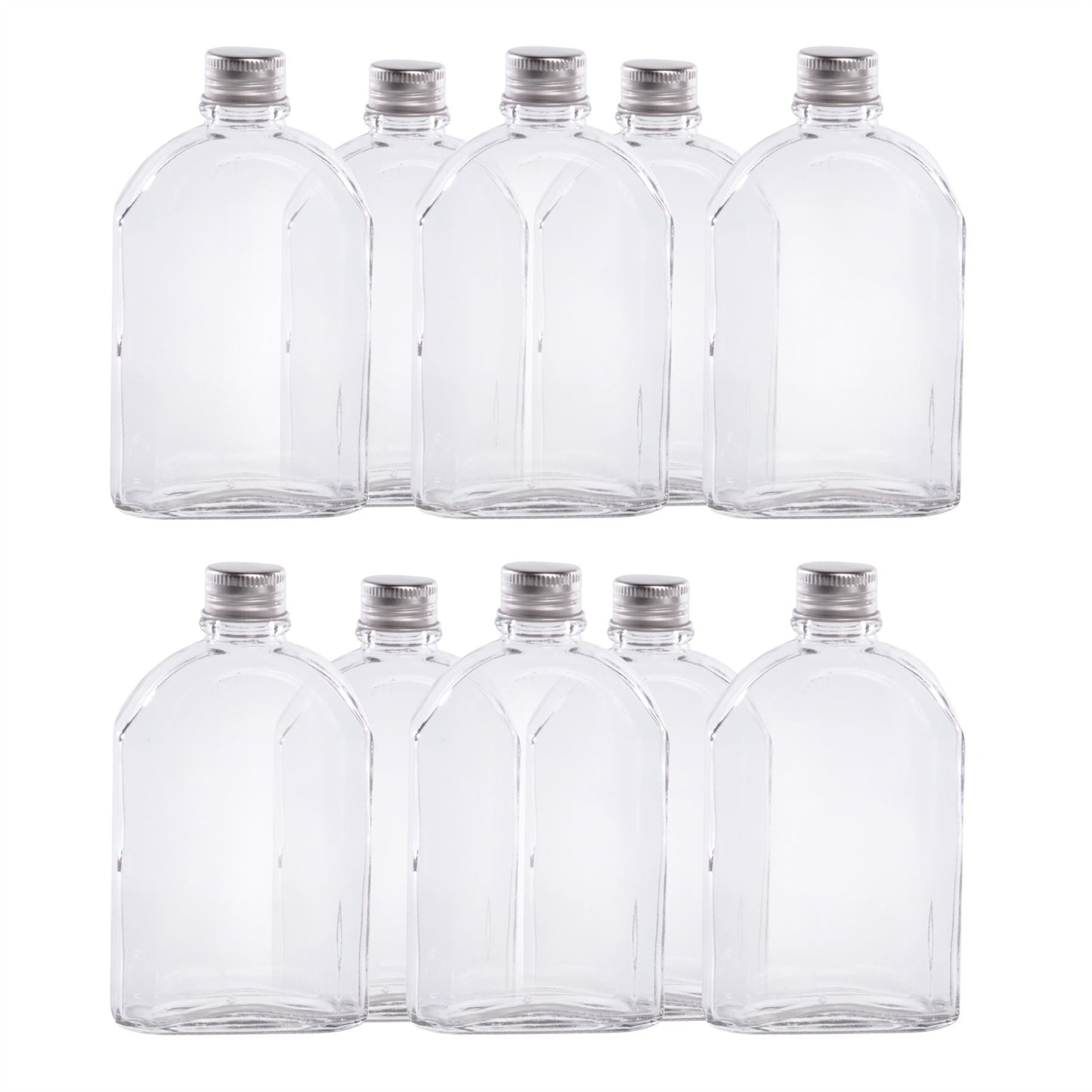 Glass Flask Bottles with Lids 350ml - Set of 10 | Pukkr	
