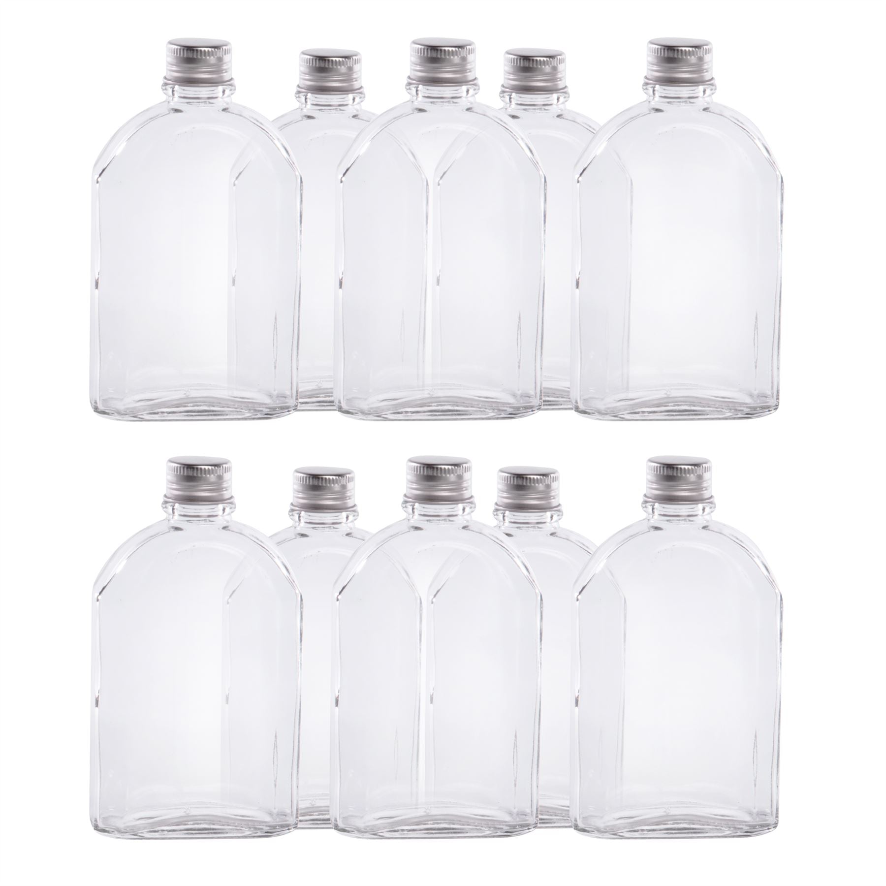 Glass Flask Bottles with Lids 350ml - Set of 10 | Pukkr	