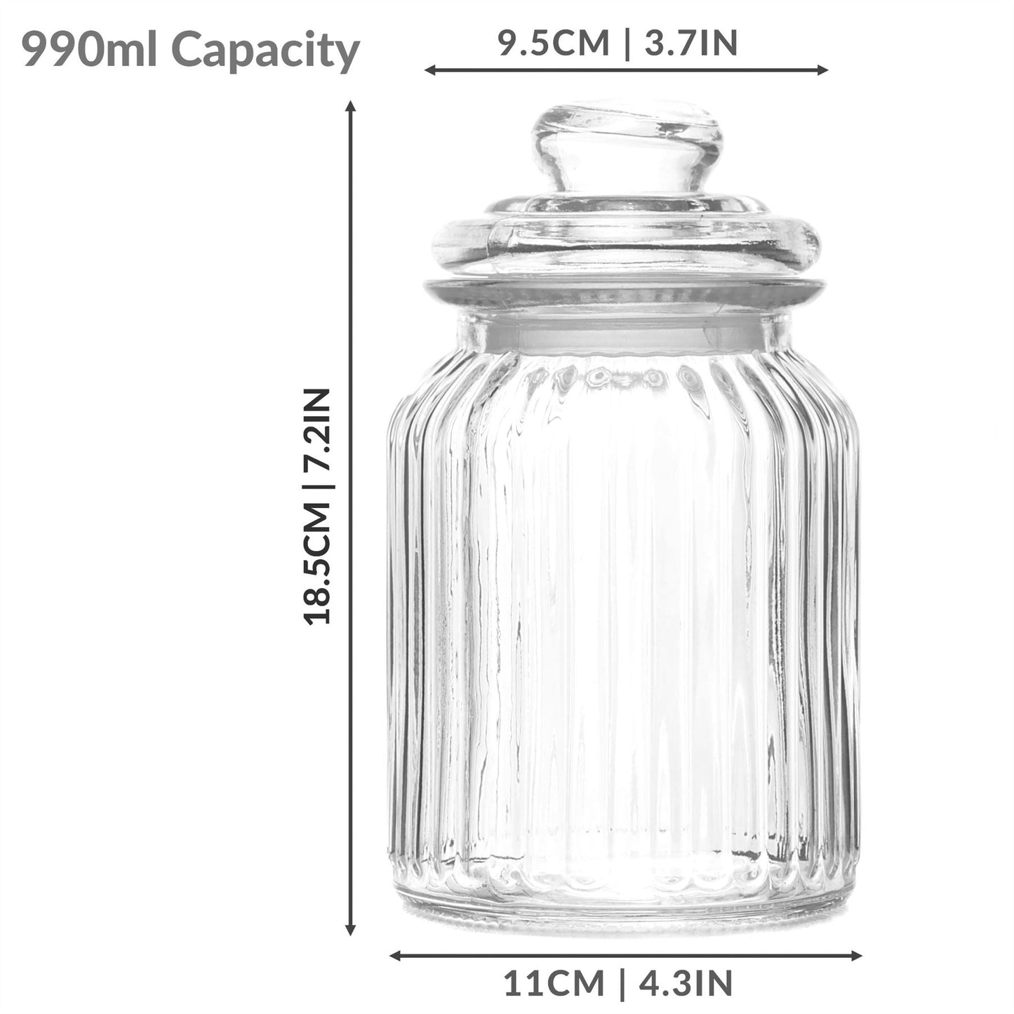 Vintage Airtight Glass Jars 990ml - Set of 3 | M&W	
