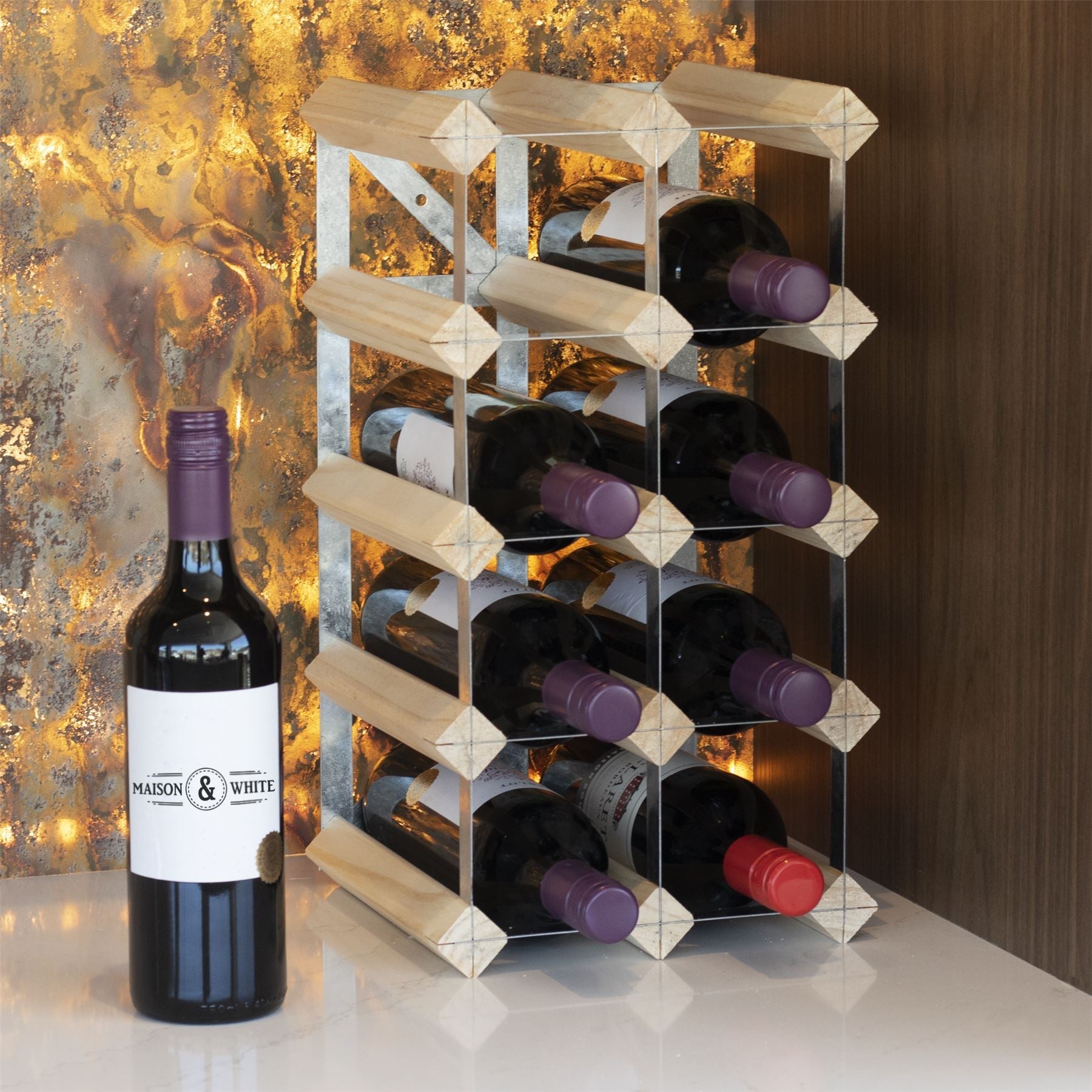 Wood & Metal Wine Rack | M&W	