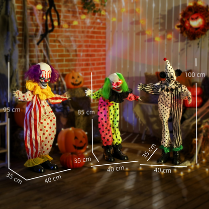 Outsunny Sound Activated Stackable Halloween Animatronics Clowns