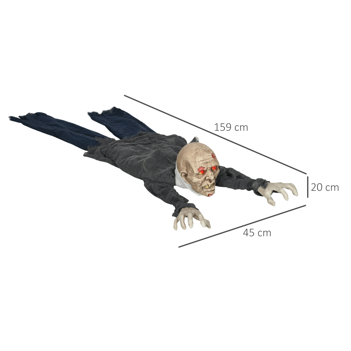 HOMCOM 5.2ft Halloween Outdoor Decoration Crawling Zombie, Sound Activated