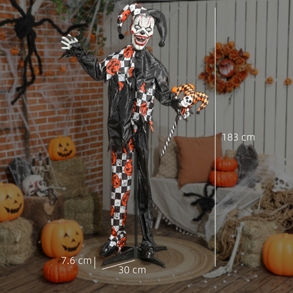 Outsunny Sound Activated Halloween Animatronics Clown with Red Light Up Eyes