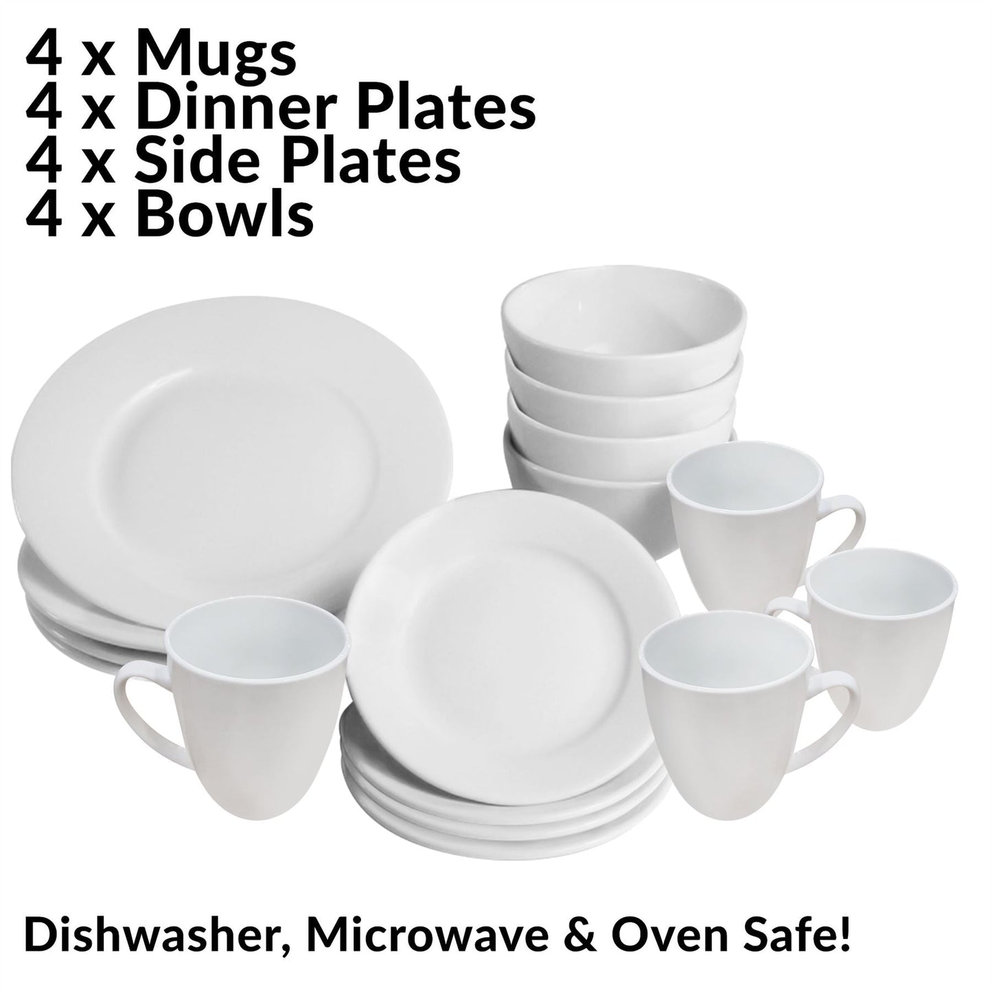 16 Piece White Porcelain Dinner Set | M&W	