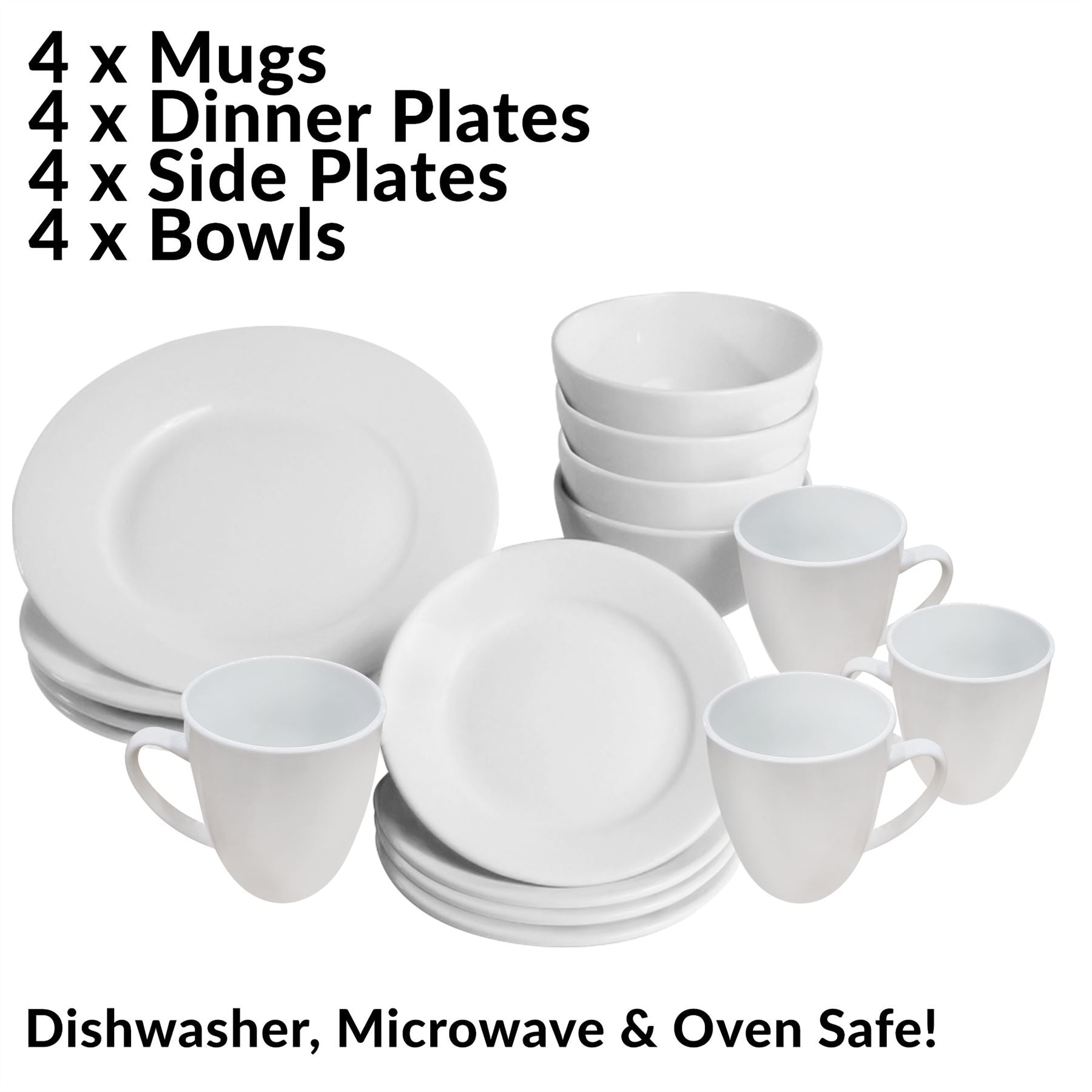 16 Piece White Porcelain Dinner Set | M&W	