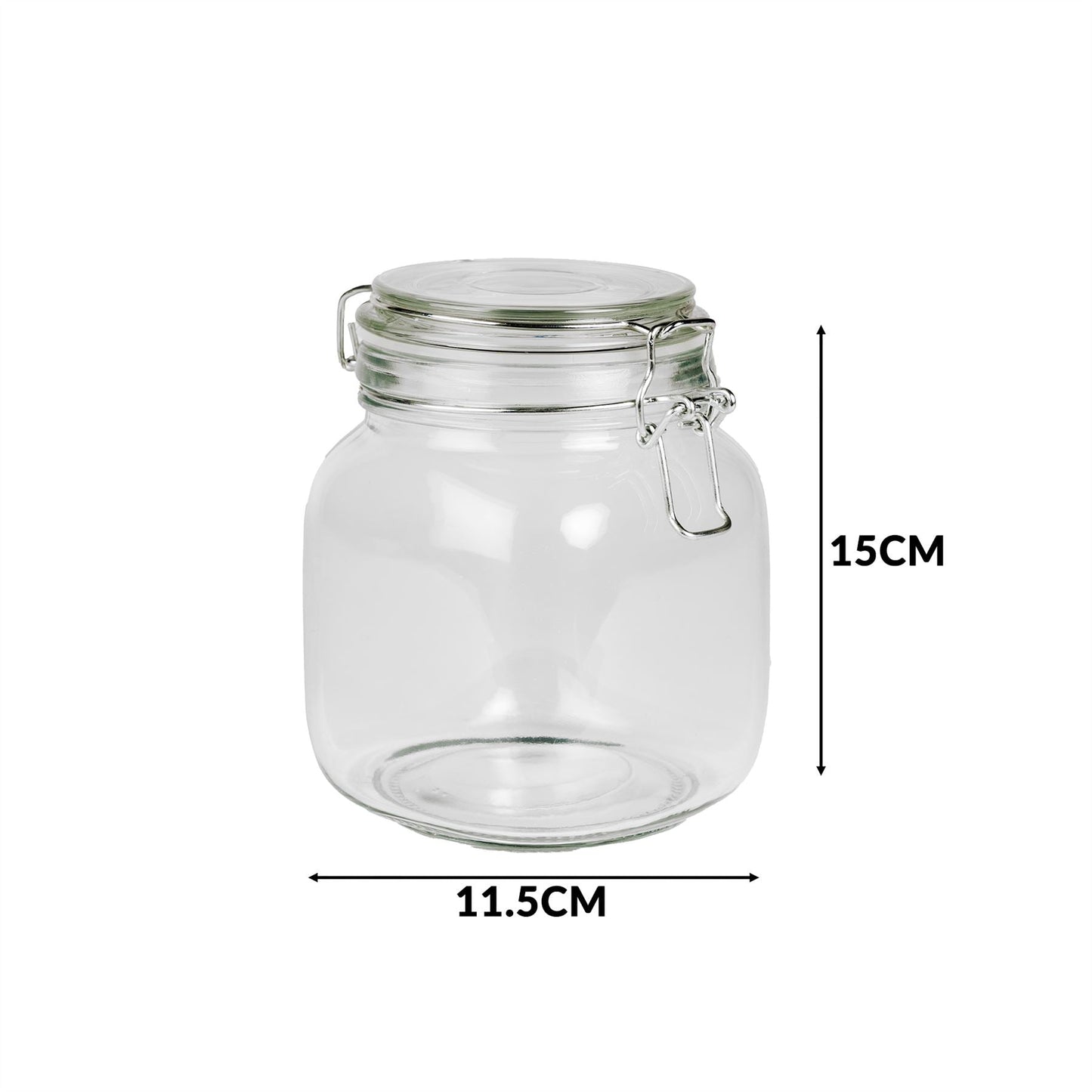 1L Glass Storage Jars with Clip Top Lid - Set of 6 | M&W	