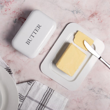 Butter Dish with Lid in White | M&W	