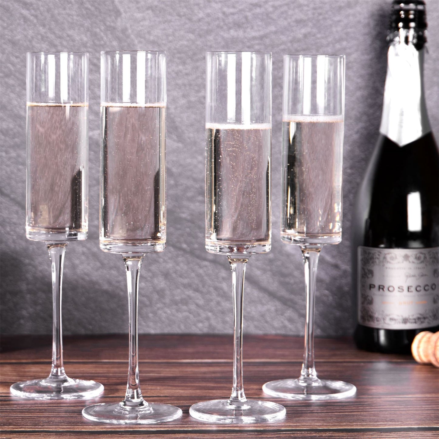 Edge Champagne Flutes - Set of 4 Clear | M&W	