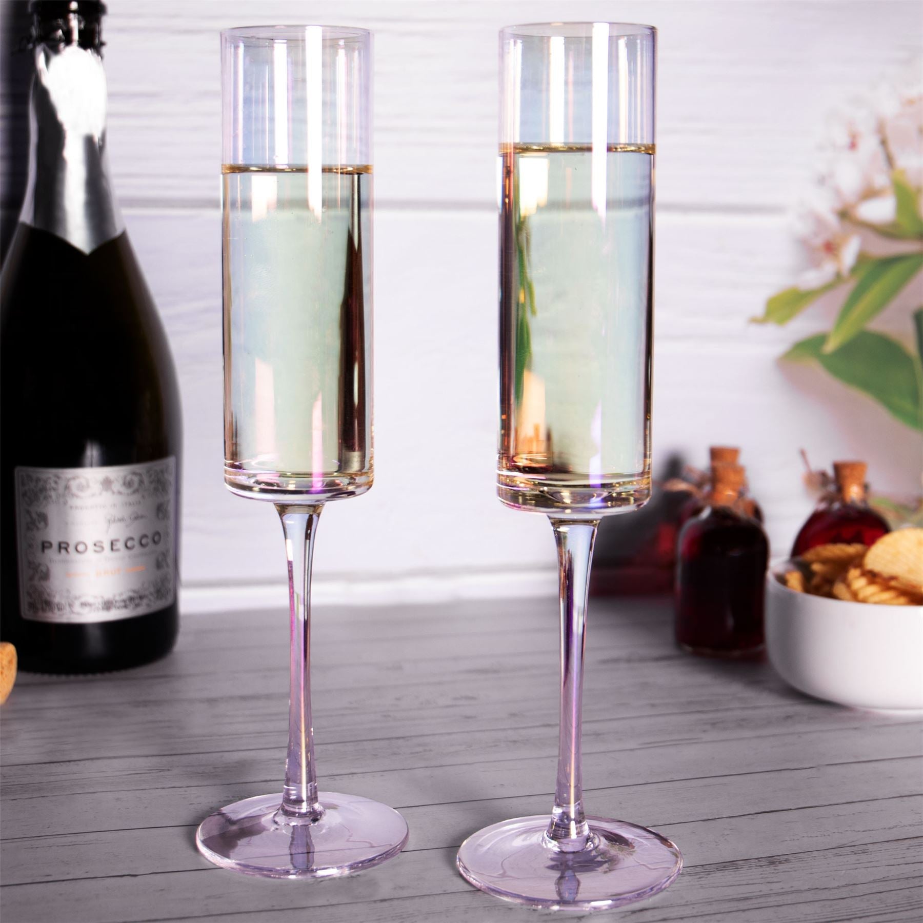 Edge Champagne Flutes - Set of 4 Iridescent | M&W	