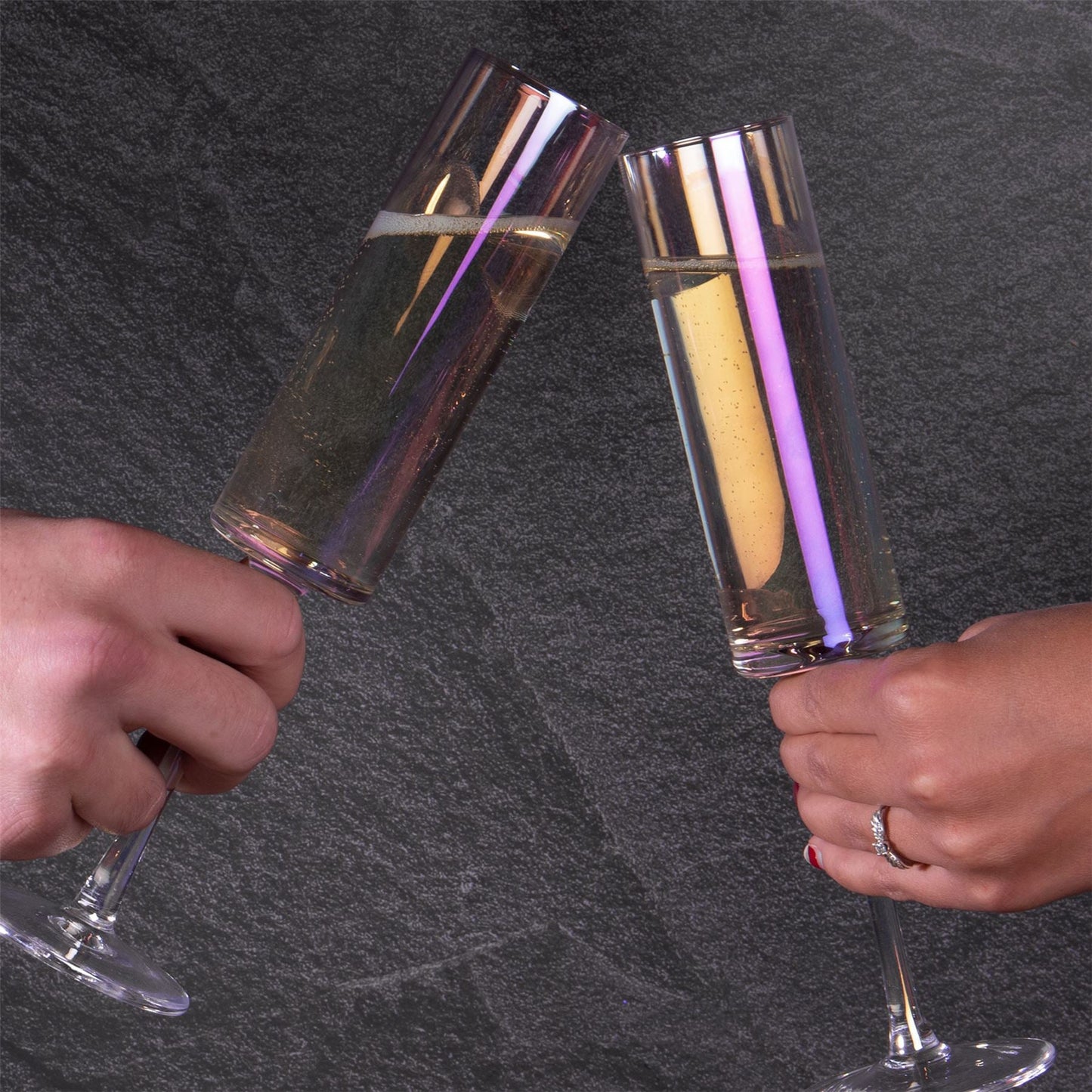 Edge Champagne Flutes - Set of 4 Iridescent | M&W	