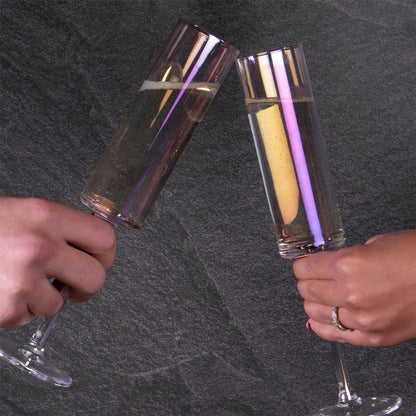Edge Champagne Flutes - Set of 4 Iridescent | M&W	