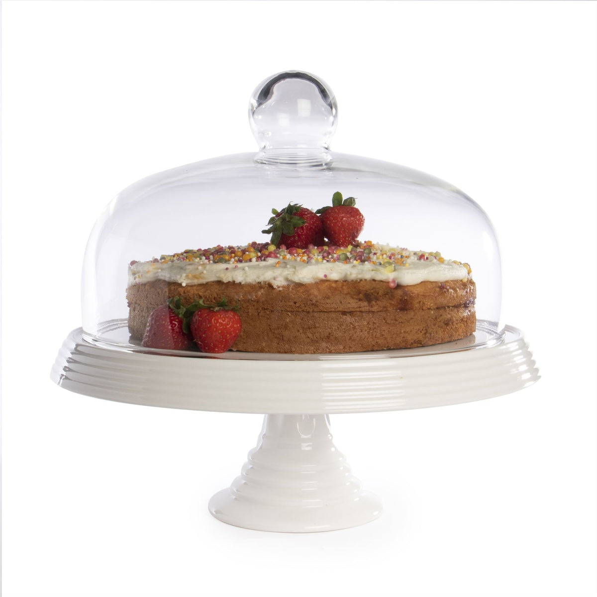 Ceramic Cake Stand with Glass Cover | M&W	