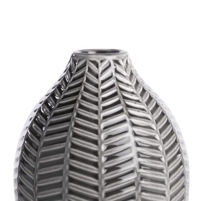 Grey Ceramic Leaf Inspired Vases - Set of 2 | M&W	