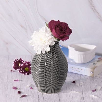Grey Ceramic Leaf Inspired Vases - Set of 2 | M&W	