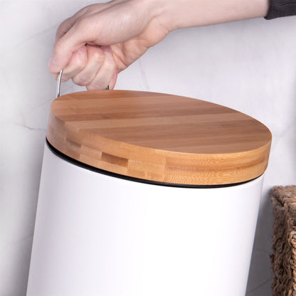 Bathroom Bin with Bamboo Lid 5L | M&W	