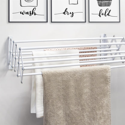 Wall Mounted Extendable Clothes Airer White | Pukkr	