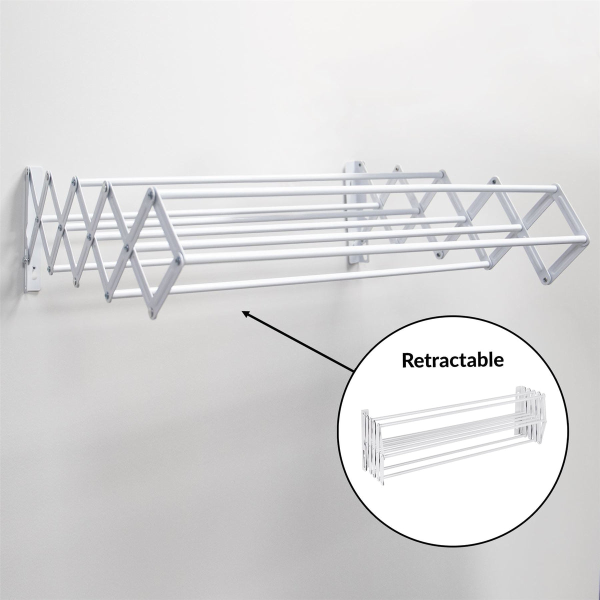 Wall Mounted Extendable Clothes Airer White | Pukkr	