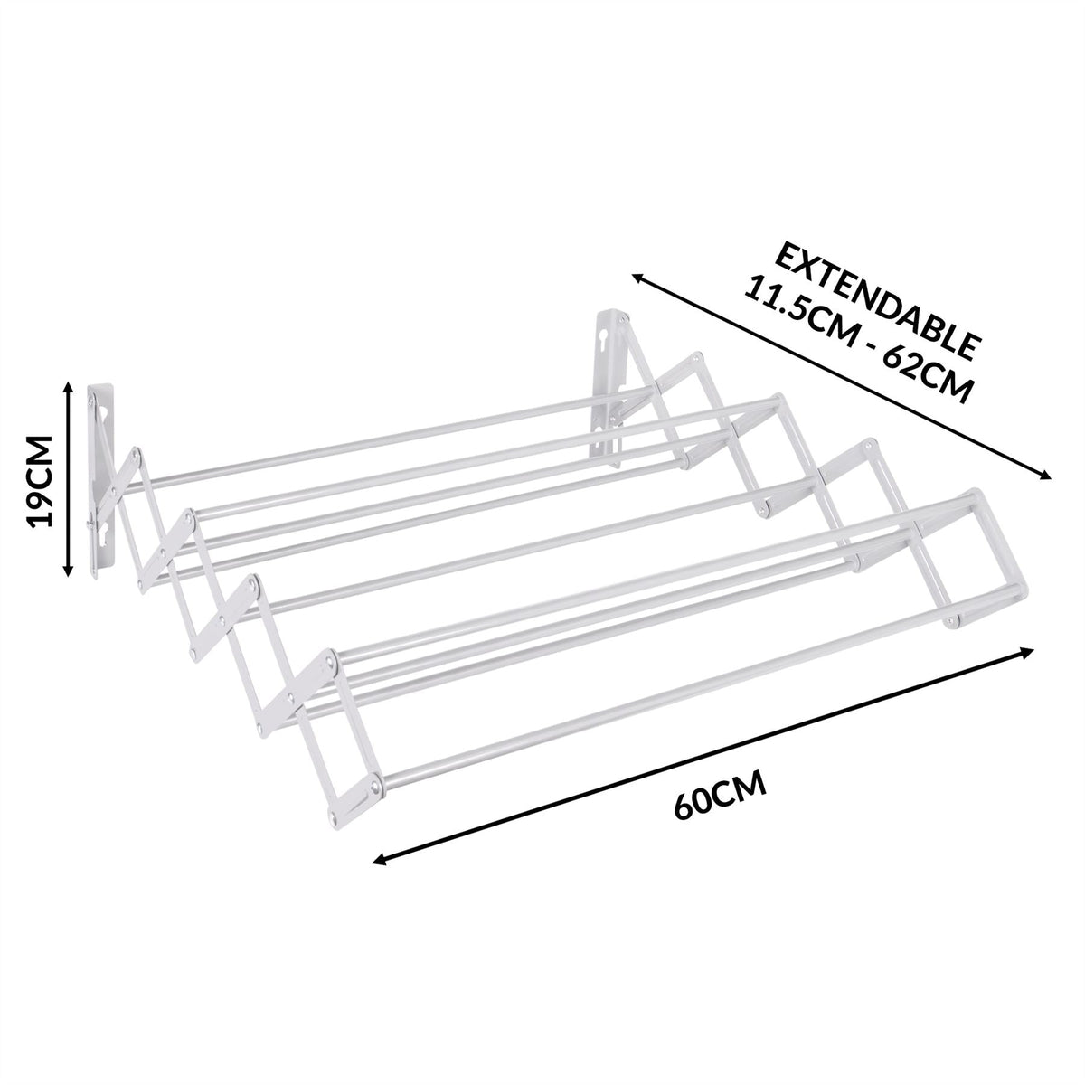Wall Mounted Extendable Clothes Airer White | Pukkr	