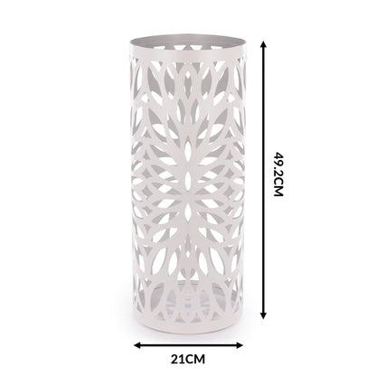 Round Metal Umbrella Stand in White | M&W	