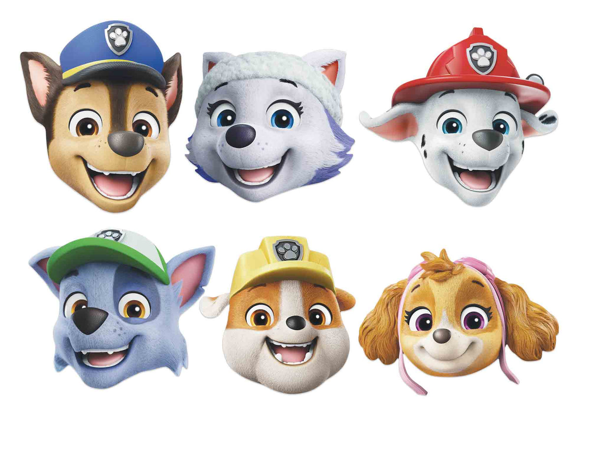 SMP463 Paw Patrol Chase, Rubble, Marshall, Everest, Skye & Rocky Multipack Masks 6 Pack Cardboard Cut Out Height 30cm – product image 1