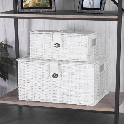 Resin Woven Storage Baskets - Set of 3 White | M&W	