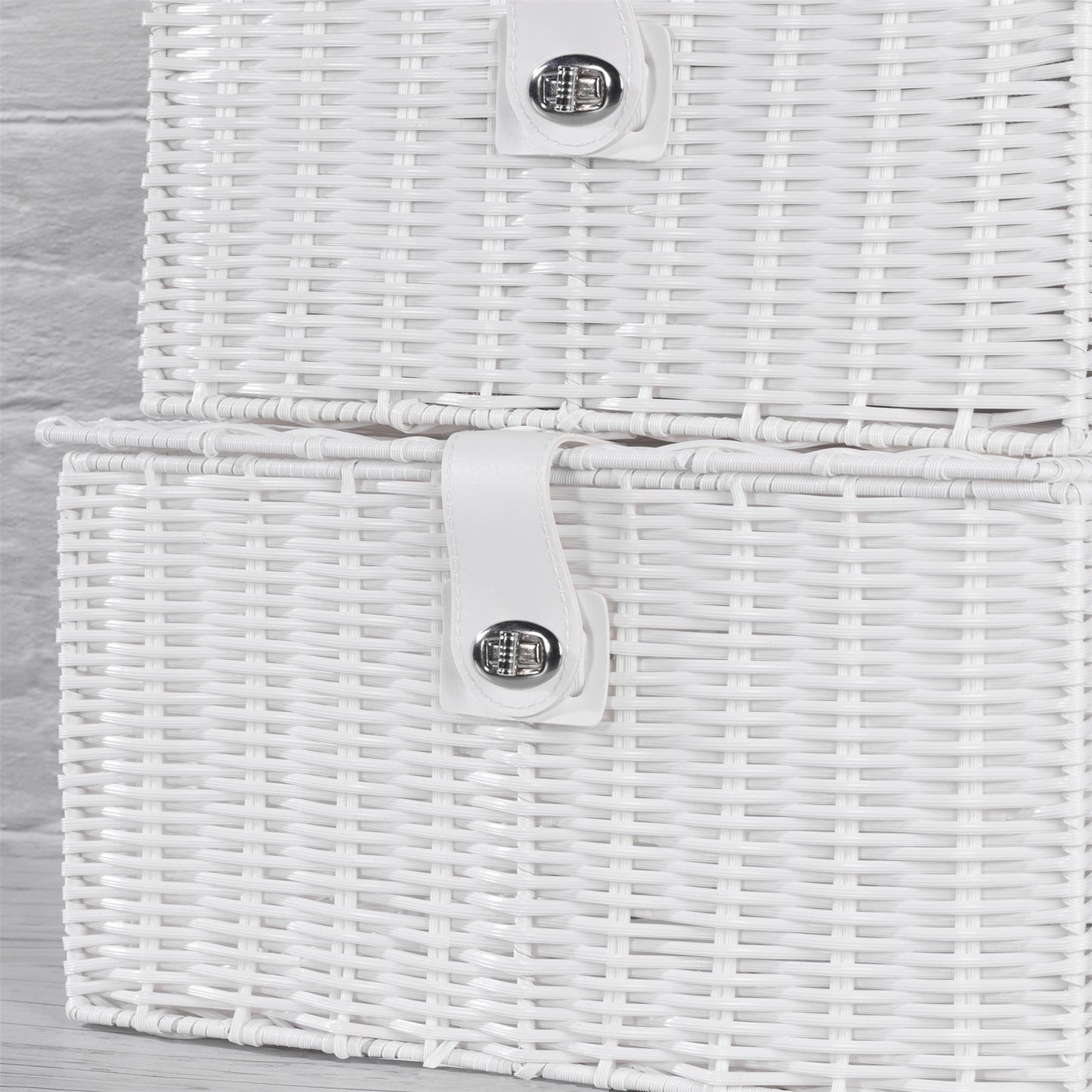 Resin Woven Storage Baskets - Set of 3 White | M&W	