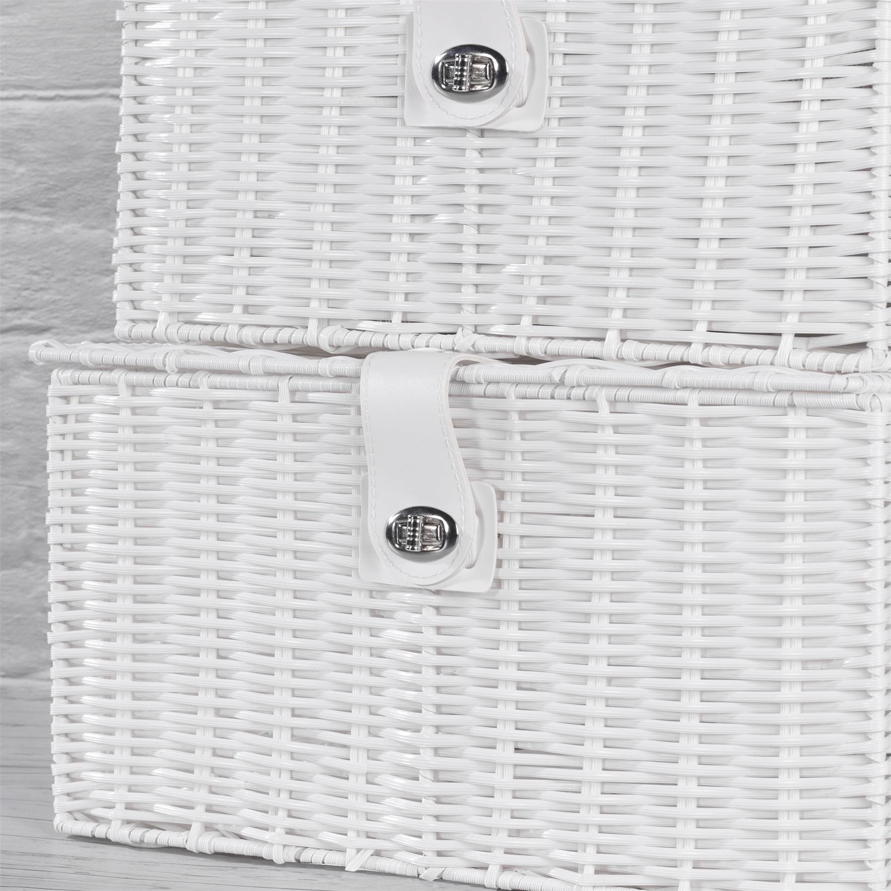Resin Woven Storage Baskets - Set of 3 White | M&W	