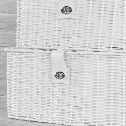 Resin Woven Storage Baskets - Set of 3 White | M&W	