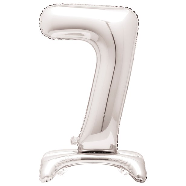 Silver Standing Number Balloons - 30" Air Fill