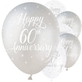Silver & Ivory 60th Anniversary Balloons - 12" Latex (5pk) – product image 1