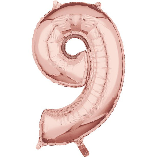 Rose Gold Number 9 Balloon - 26" Foil