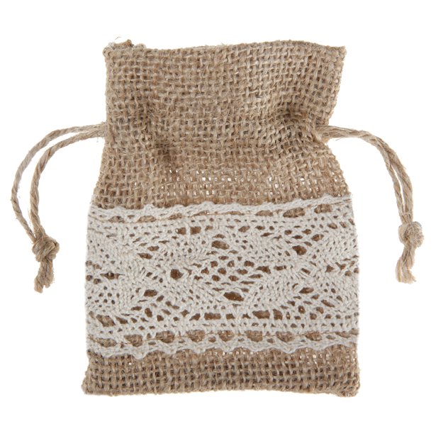 Hessian Lace Favor Bags (4pk) – product image 1